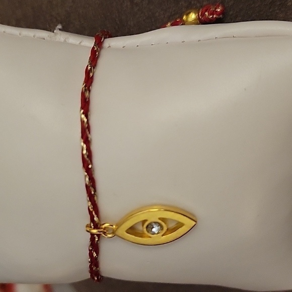 5/$25 Red Rakhi Evil Eye Tie Tennis Bracelet - Picture 2 of 6